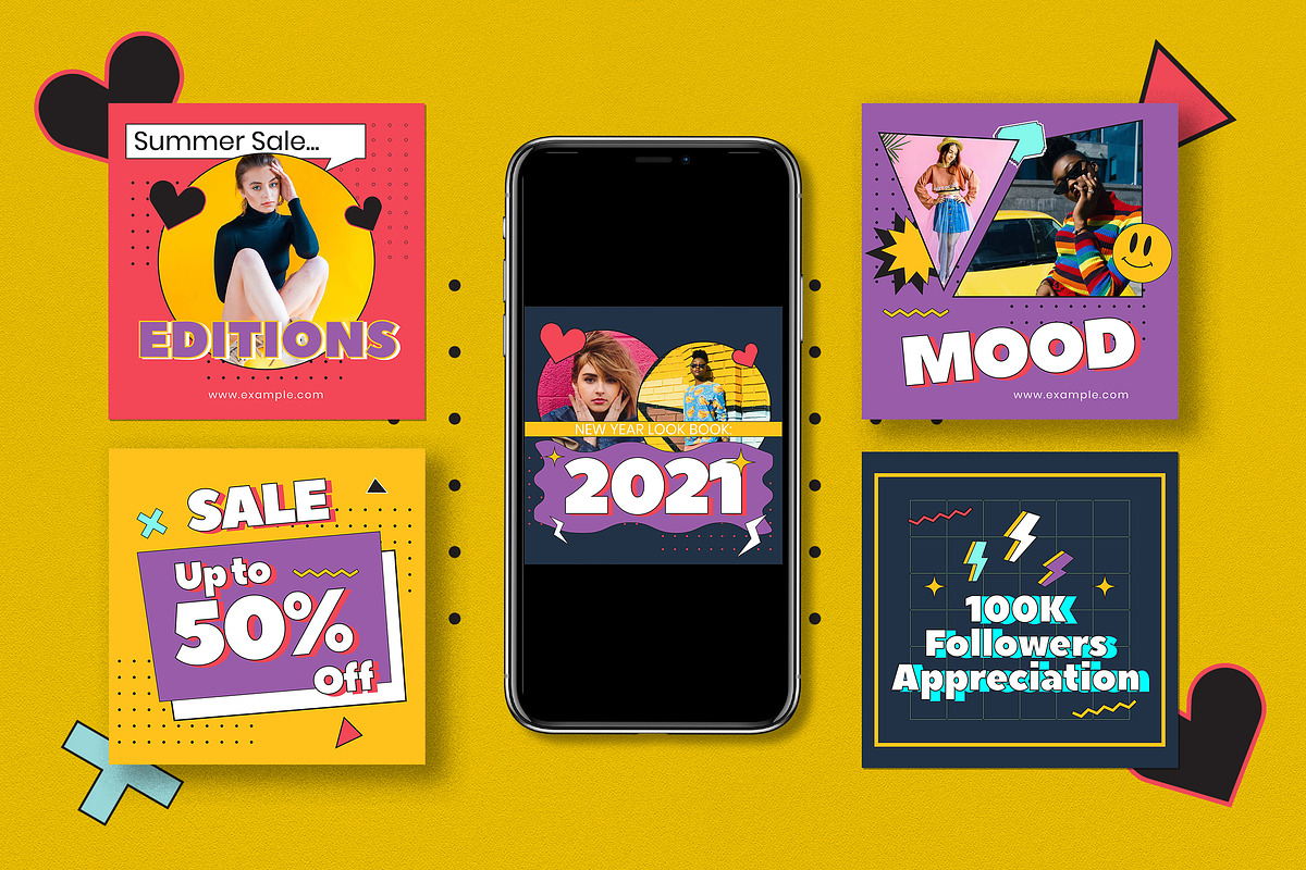 90's Instagram Pack, a Social Media Template by graphicook (Photo 5 of 7)