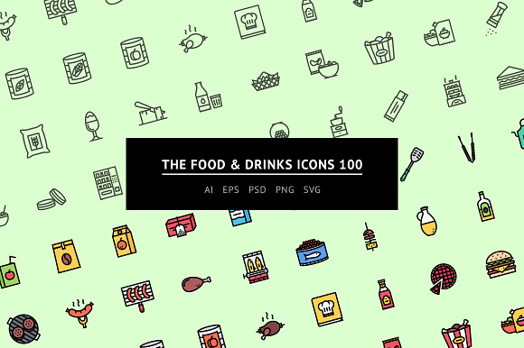 The Food Drinks Icons 100