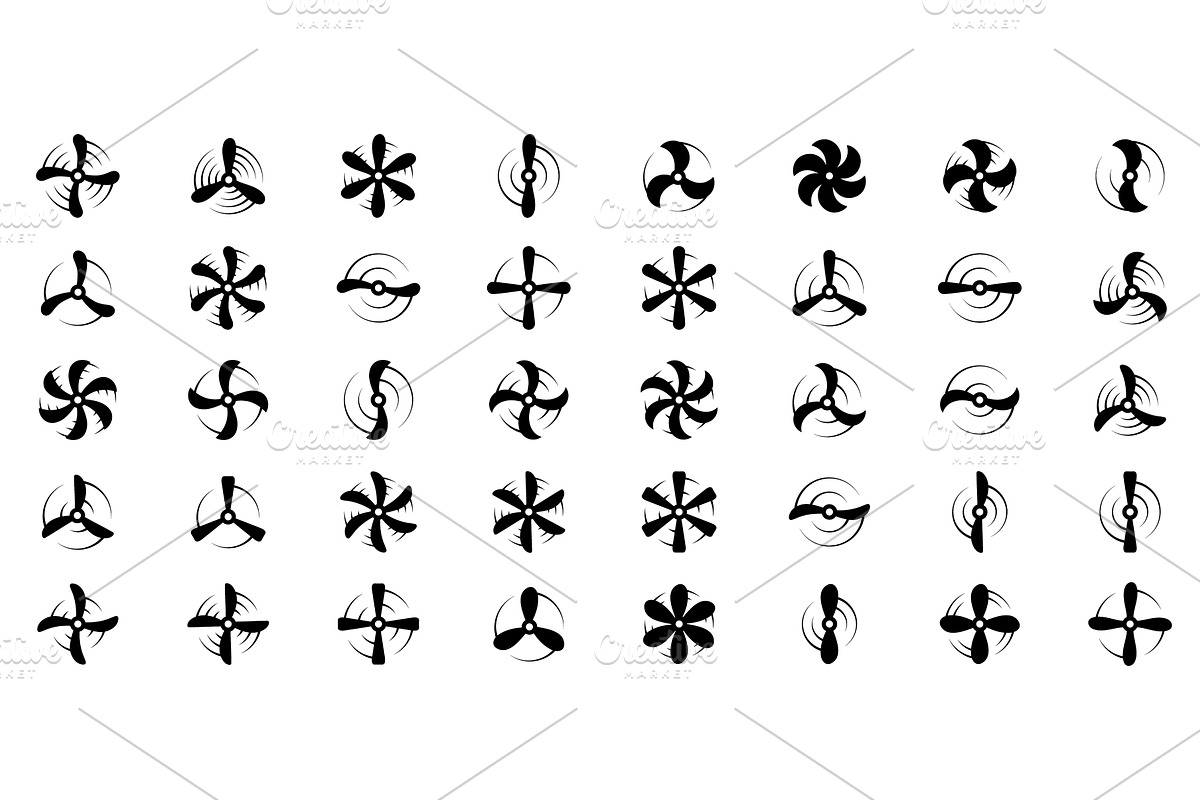 Set of airplane propeller icons, a Transportation Illustration by GraphiShop