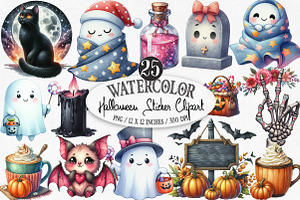 Halloween Sticker Png Bundle, an Illustration by Designking