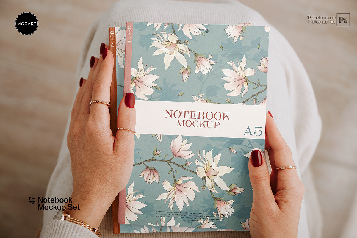 Stationery Notebook Mockup Set, a Books & Magazine Mockup by Mocart (Photo 4 of 13)