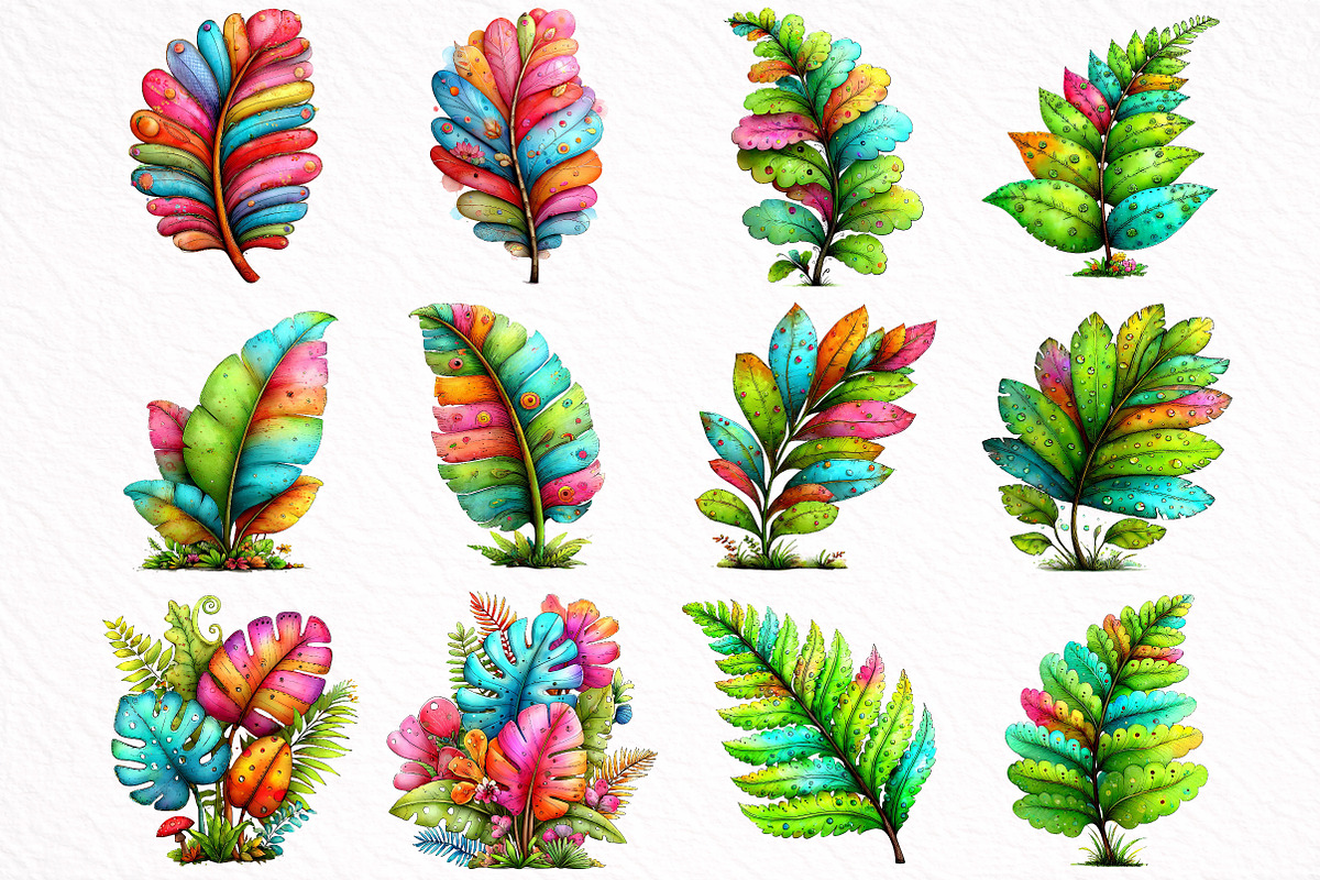 Watercolor Tropical Leaves, Summer, an Illustration by DreamArtGraphic (Photo 3 of 8)