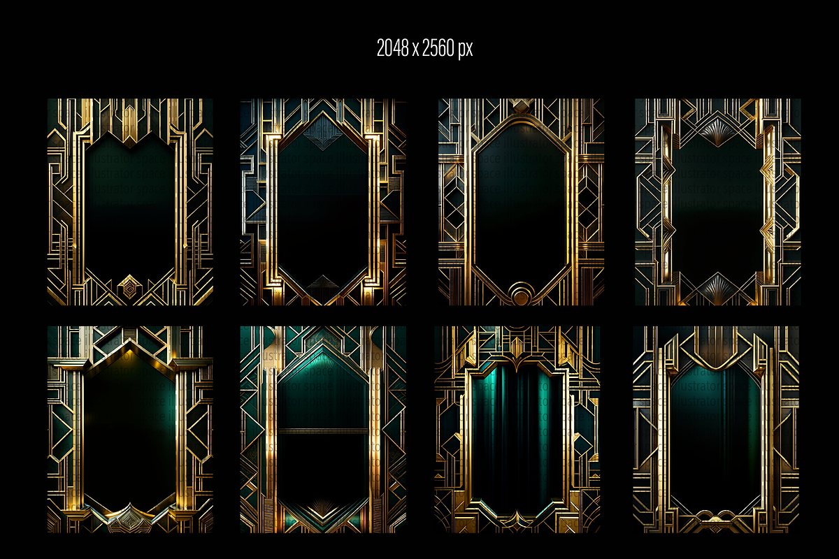 Art Deco gold frames 33 PNG, an Illustration by Illustrator Space (Photo 5 of 6)