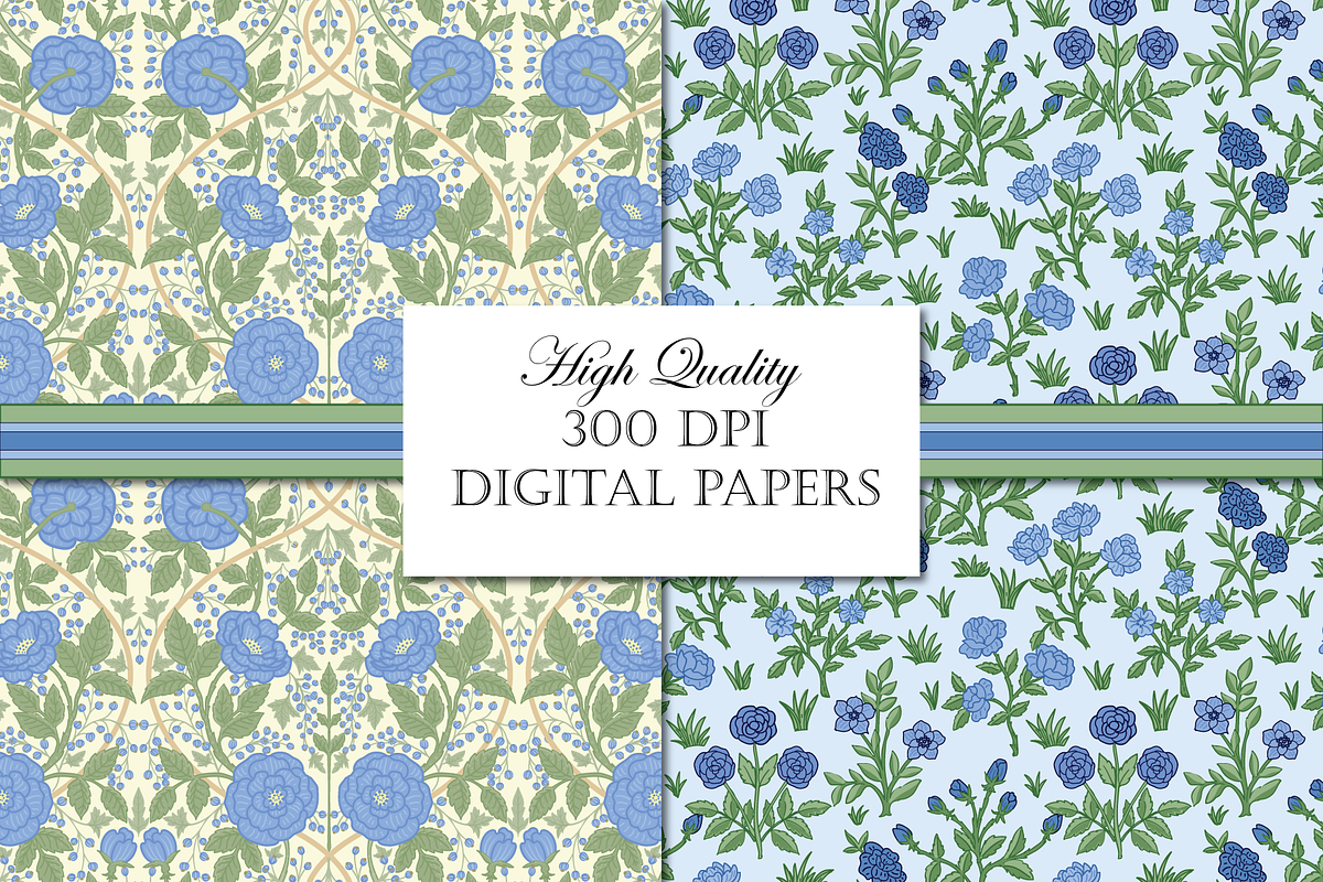 William Morris Blue & Green Pattern2, a Pattern Graphic by RachelStudio (Photo 4 of 10)