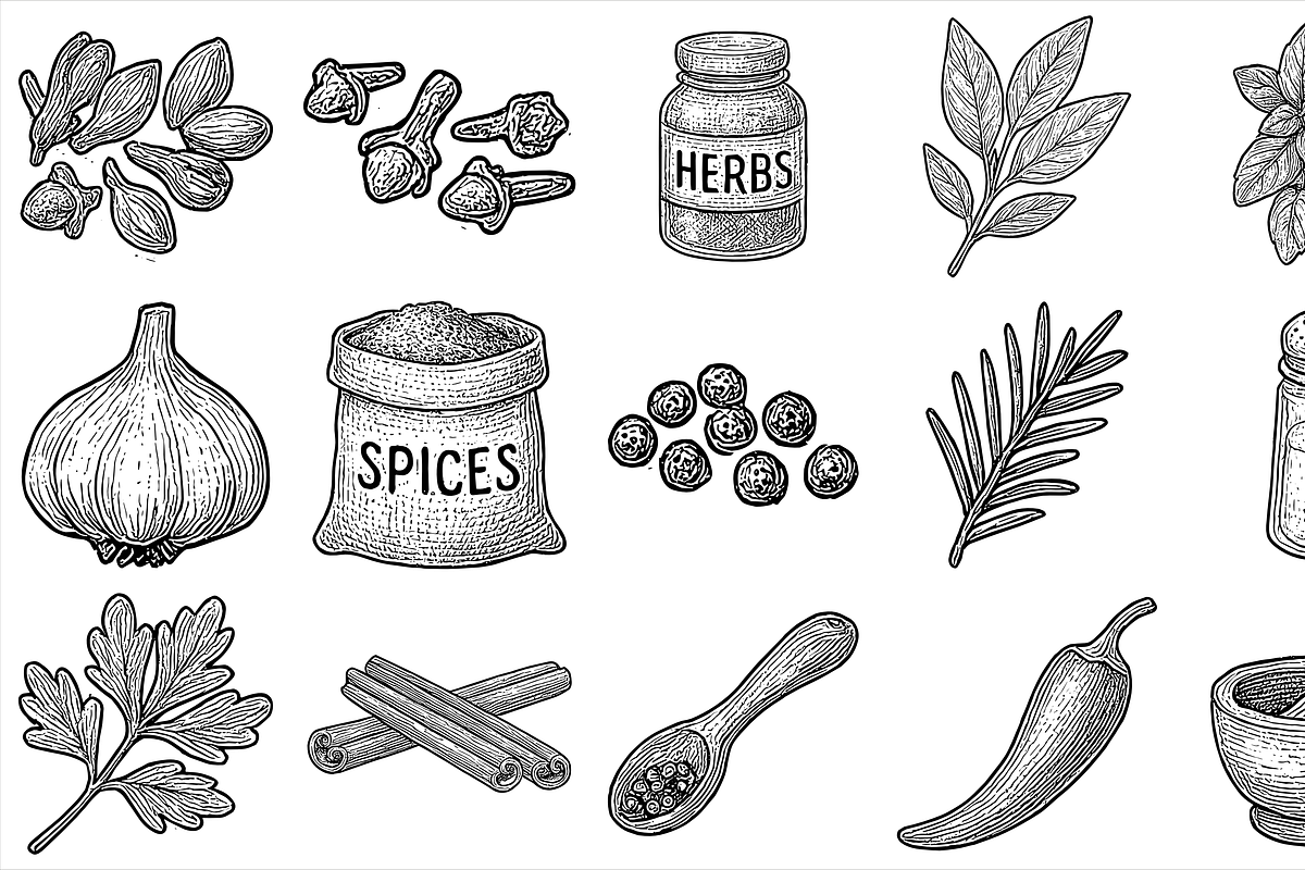 Herbs Spices Set, an Object Graphic by nikagraphic