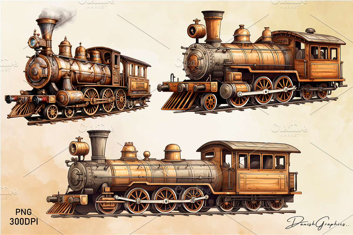 Vintage Wooden Train Sublimation Png, an Object Illustration by danishgraphics (Photo 4 of 9)