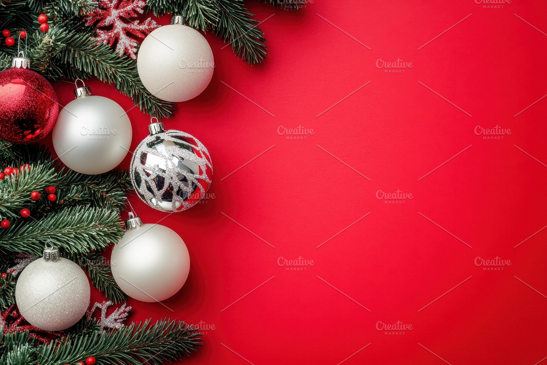 Christmas decorations with ornaments, a Photo by Tanuart
