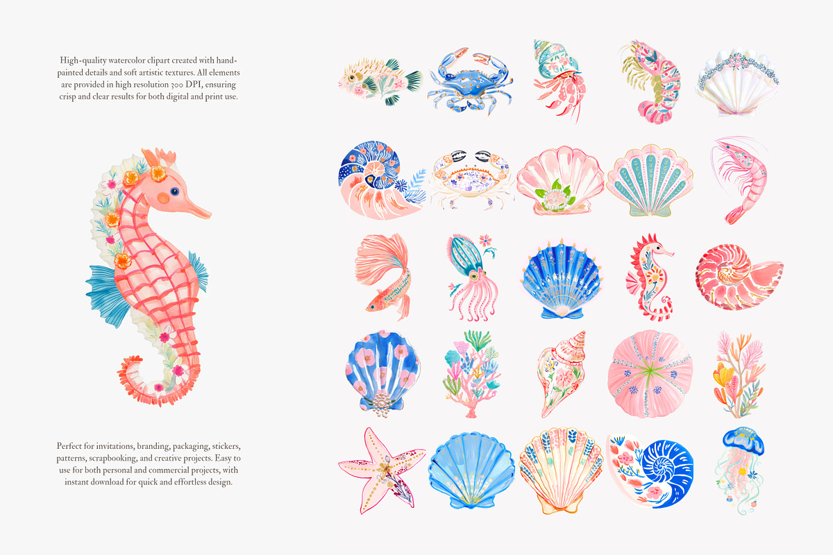Preppy coastal clipart set, a Decorative Illustration by Patishop Art (Photo 12 of 15)