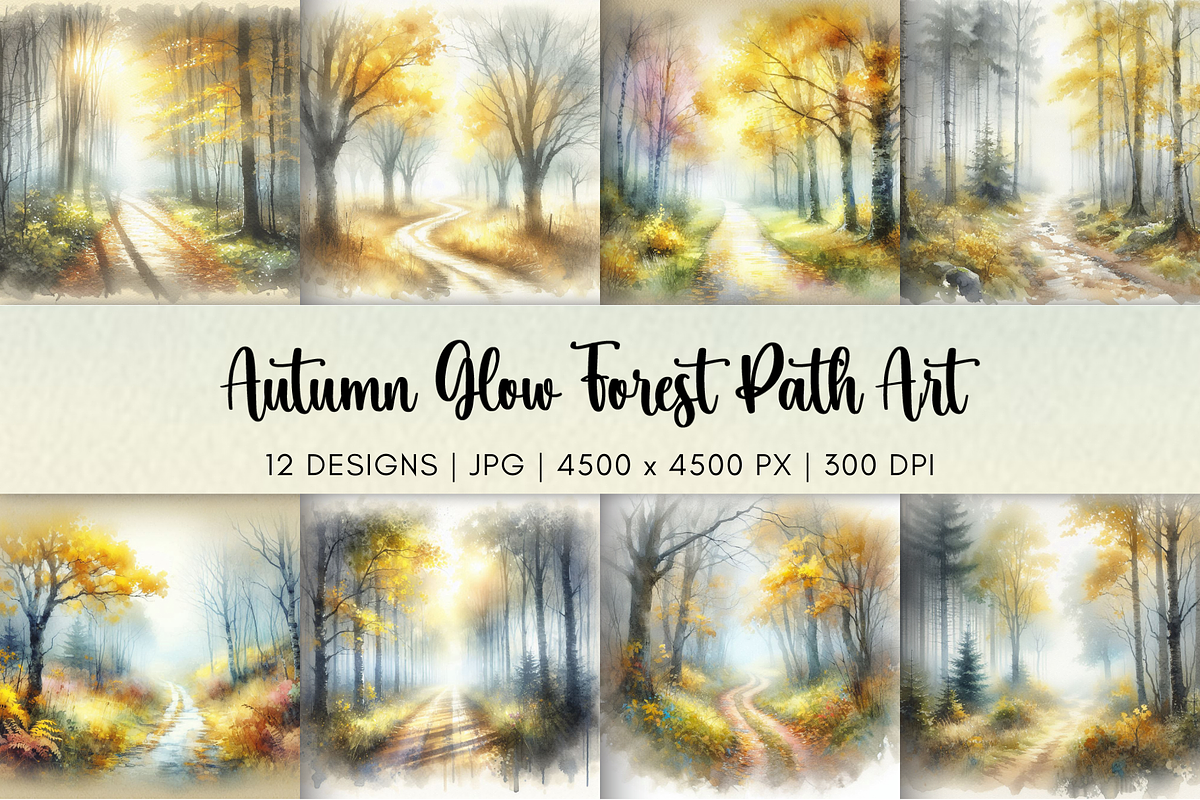 Autumn Glow Forest Path Art, a Seasonal Illustration by Flourish Spark (Photo 1 of 4)