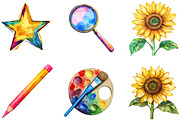 Distressed Back to School Clipart, a Seasonal Illustration by Designking (Thumbnail 3 of 5)