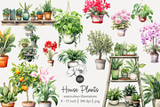 100 watercolor house plants clip art, a Seasonal Illustration by Poppy Lane Studio (Thumbnail 1 of 12)