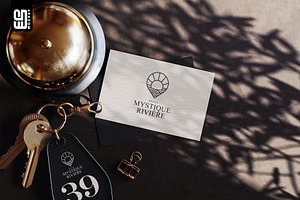 Hotel Card With Key Ring Mockup