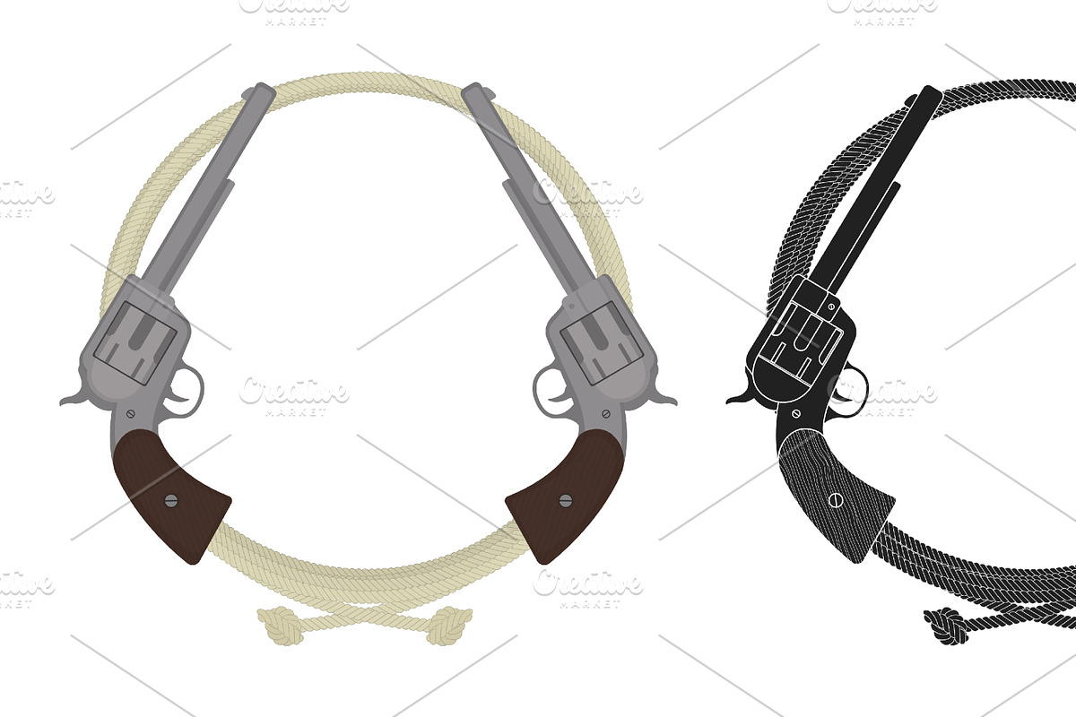 Two revolvers illustration. Vector, an Illustration by IMG Visuals
