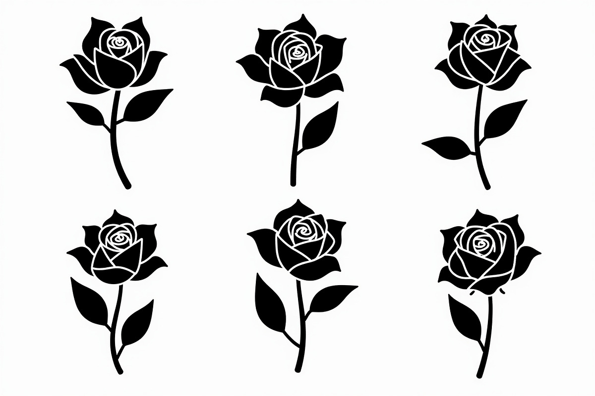 set of vector roses silhouettes, an Illustration by Amazin_art (Photo 4 of 17)