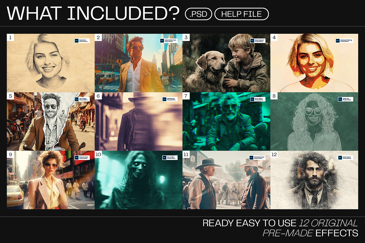 12 Photo Effect Templates, a Layer Style Add-On by iDoodle Studio (Photo 2 of 6)