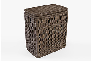 Wicker Laundry Hamper 08 Brown