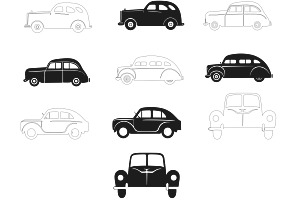 Cars Outlines & Silhouettes Set 3