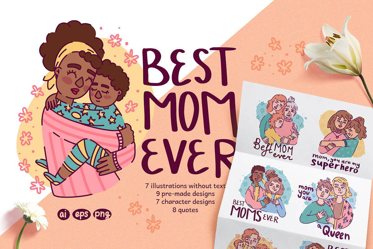 Set of Best Mom Ever illustrations, a Person Illustration by Uniyok (Photo 1 of 9)