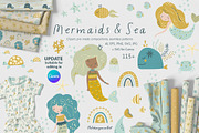 Mermaids and Sea animals collection, an Animal Illustration by polikarpovaart (Thumbnail 1 of 11)