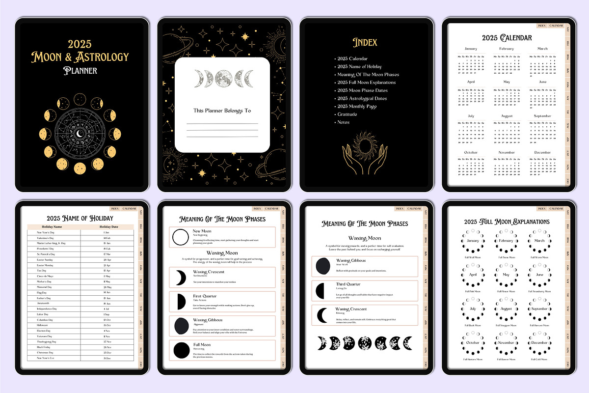 2025 Moon And Astrology Digital, a Stationery Template by Mustafiz (Photo 3 of 7)