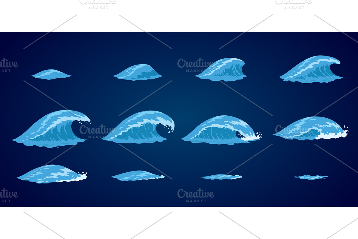 Animation water wave frame set, an Education Illustration by Things for designers