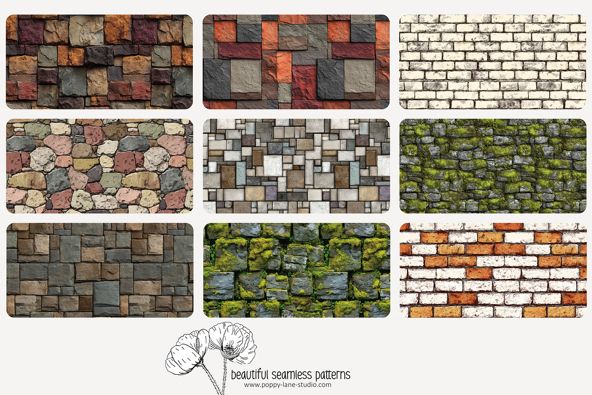 80 stone wall seamless pattern, a Pattern Graphic by Poppy Lane Studio (Photo 8 of 11)