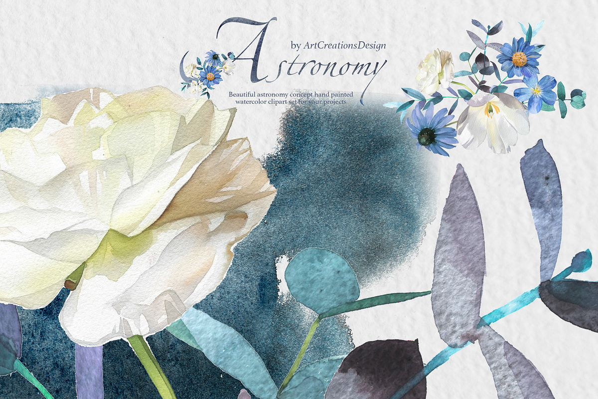 Watercolor Astronomy Clipart Set, a Person Illustration by ArtCreationsDesign (Photo 8 of 9)