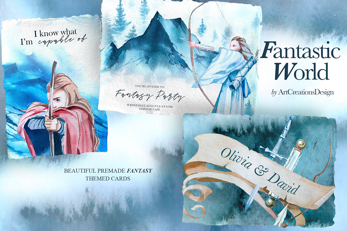 Watercolor Fantastic World Clipart, a Person Illustration by ArtCreationsDesign (Photo 21 of 23)