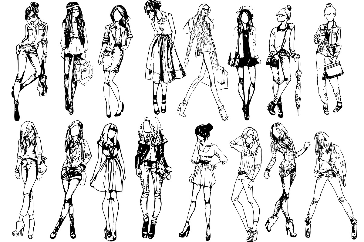 50 fashion pretty girls vector, a Decorative Illustration by AnastasiyaOleynik (Photo 3 of 4)