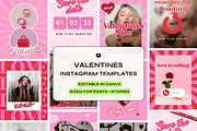 Valentines Retro Instagram Templates, a Social Media Template by The Pixel Palace (Thumbnail 1 of 8)