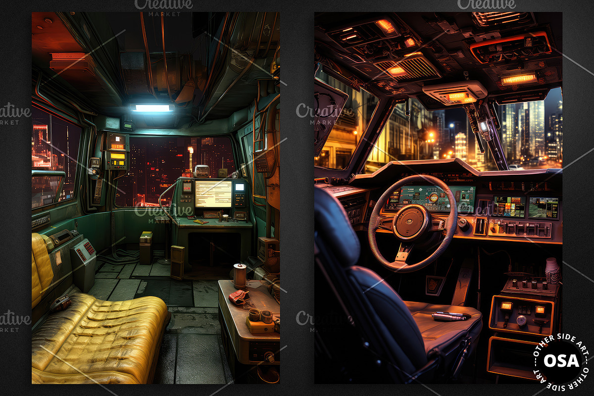 Cyberpunk Vehicle Interior Poster, a Background Graphic by Other Side Art (Photo 3 of 5)
