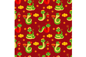Cute snakes seamless pattern. Funny, an Animal Illustration by Vectorbuum