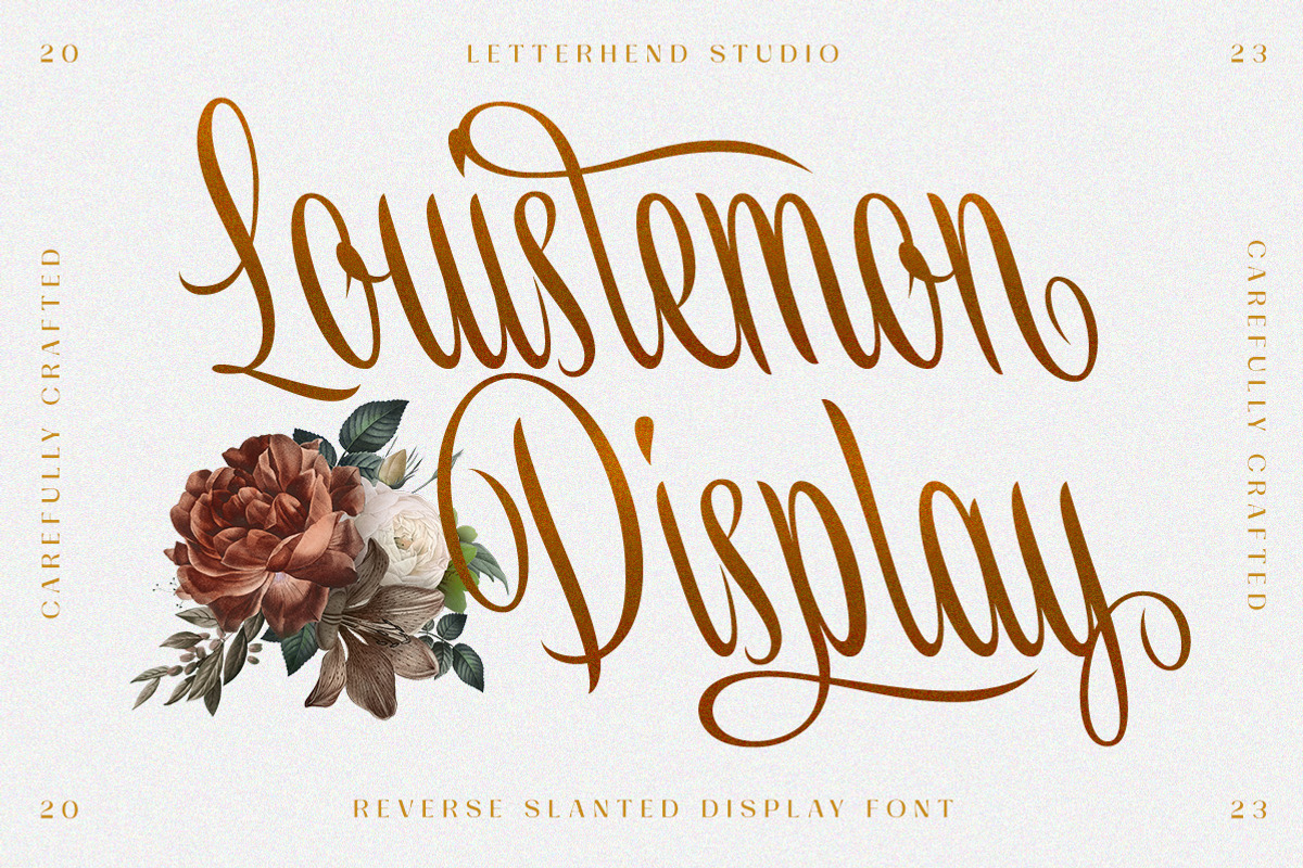 Louislemon - Reverse Slanted Display, a Script Font by Letterhend Studio (Photo 1 of 11)