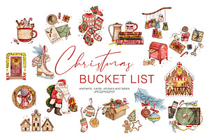 Christmas Bucket List Clipart, an Object Graphic by ArtPavo