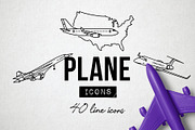40 Plane Icons - Airplane, Travel, an Outline Icon by Hatch Design Workshop (Thumbnail 8 of 8)