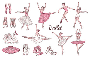 Set with ballerinas characters in, a Person Illustration by Sabelskaya