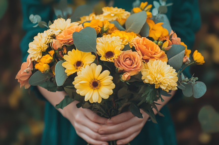 Freshly arranged bouquet of yellow a, a Photo by Tanuart