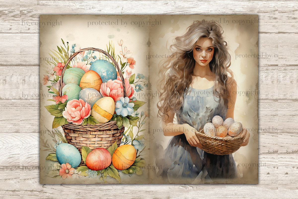 Pastel Easter Junk Journal Paper, a Seasonal Illustration by GlamArtZhanna (Photo 7 of 9)