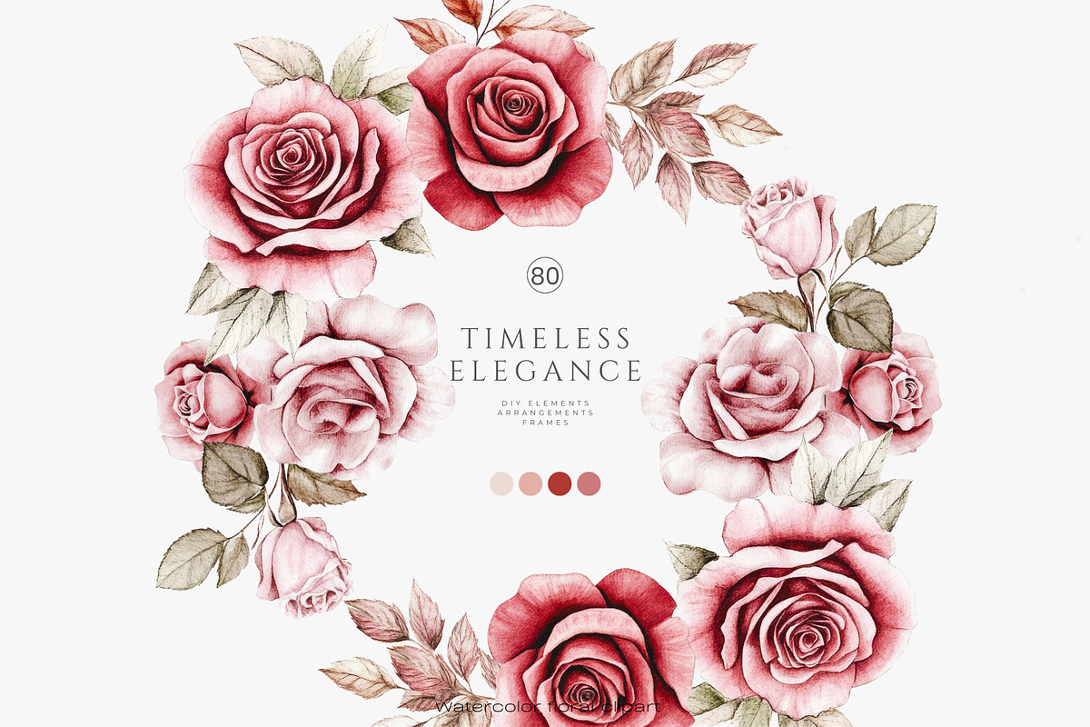 vintage roses elegant florals set, a Decorative Illustration by Patishop Art (Photo 6 of 13)