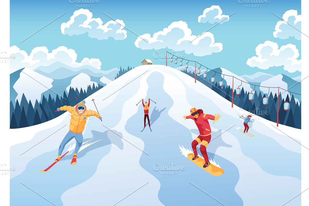 Mountain ski resort landscape, a Sport Illustration by Things for designers