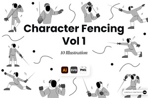 Character Fencing Vol. 1 Doodle, a Sport Illustration by SLAB! Design