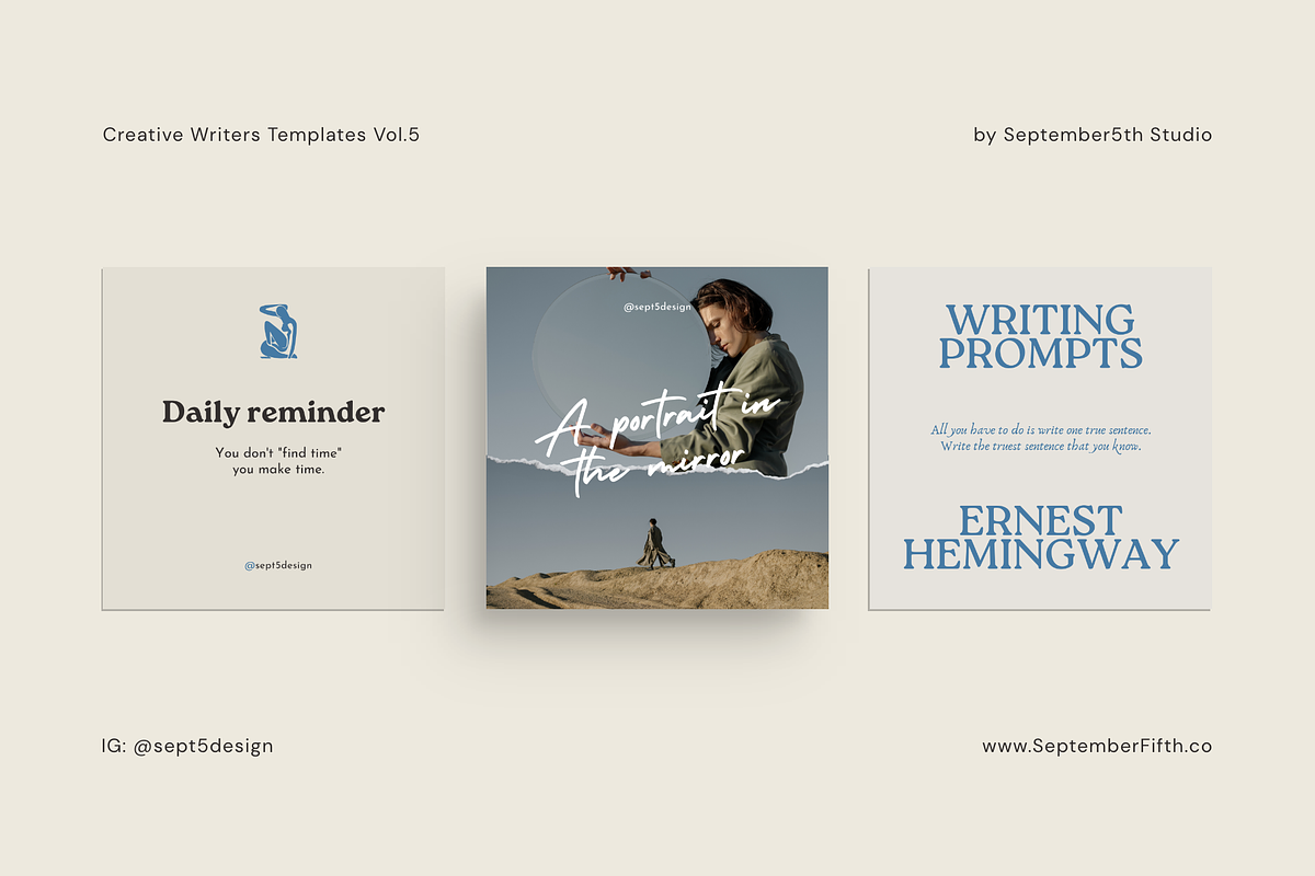 Writers Social Media Vol.5 for CANVA, a Social Media Template by September 5th (Photo 12 of 24)