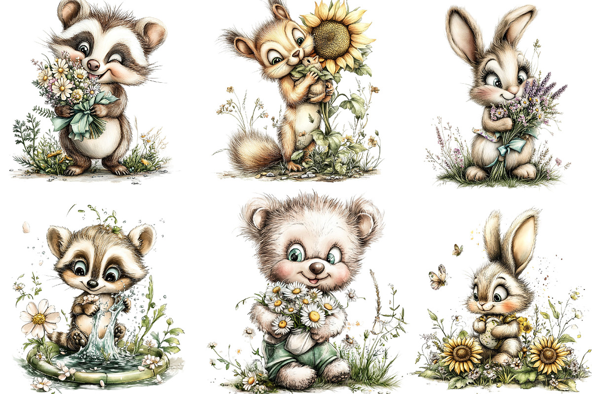 Summer Woodland Animals Clipart, an Illustration by Designking (Photo 3 of 5)