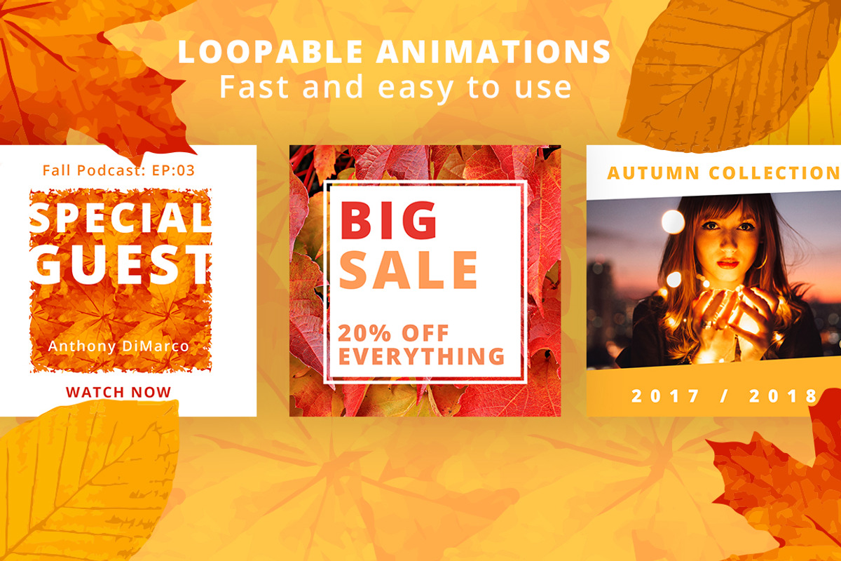 ANIMATED - Autumn Instagram Posts, a Social Media Template by Brandspark (Photo 4 of 9)