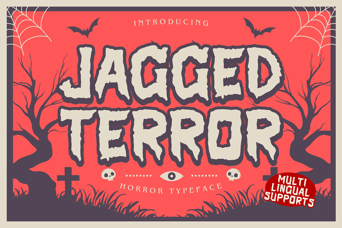 Jagged Terror is a Halloween font, a Sans Serif Font by Brown Cupple (Photo 1 of 10)