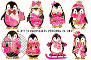 Glitter Christmas Penguin Clipart, an Illustration by OK Design (Thumbnail 2 of 6)