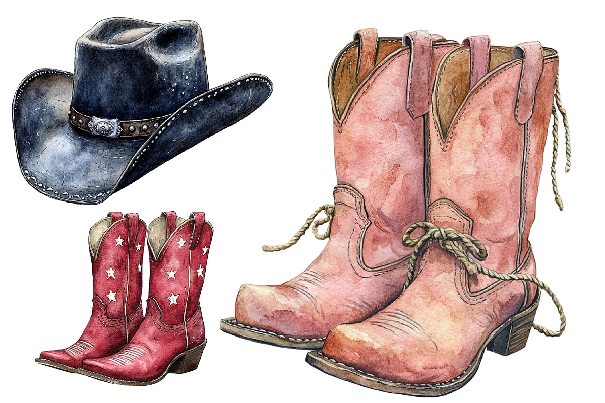 Cowboy Hat and Boots Clipart Bundle, an Illustration by Designworld (Photo 6 of 7)