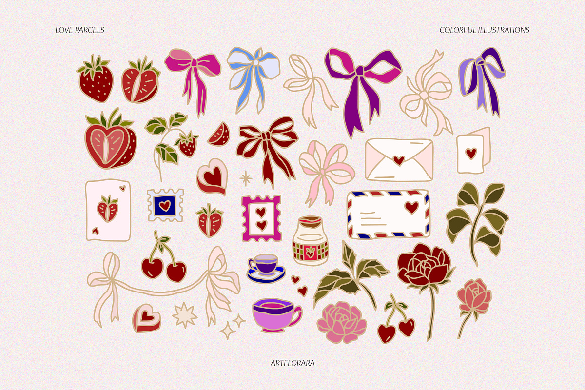 LOVE PARCELS Romantic Illustrations, an Object Graphic by Artflorara (Photo 10 of 13)