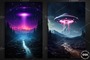 Neon UFO Craft Poster Set, a Background Graphic by Other Side Art (Thumbnail 3 of 5)