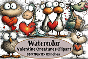 Valentine Creatures Clipart, an Illustration by Design Market (Thumbnail 1 of 3)